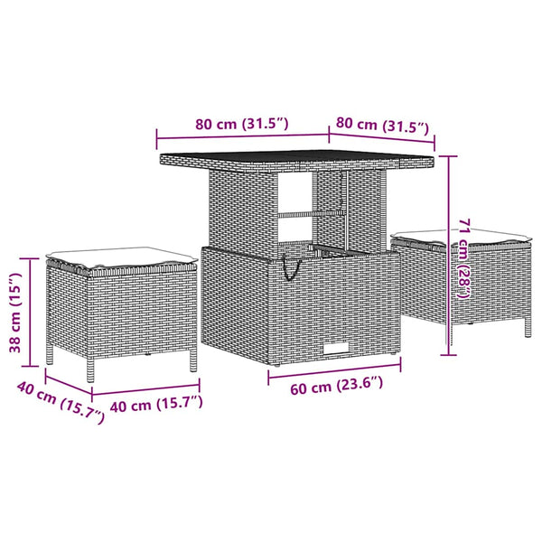 Garten Sofa Set Grau Poly Rattan 10-teilig