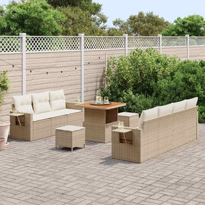 vidaXL Salon de jardin avec coussins 10 pcs Beige résine tressée