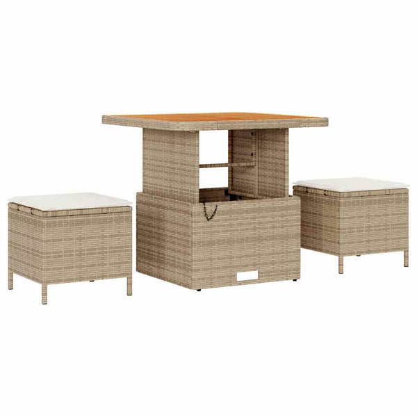 vidaXL Salon de jardin avec coussins 10 pcs Beige résine tressée