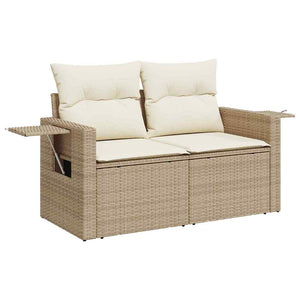 vidaXL Salon de jardin avec coussins 10 pcs Beige résine tressée