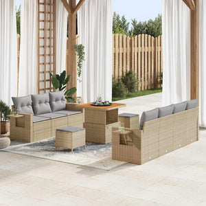 Garten Sofa Set Beige Poly Rattan 10-teilig