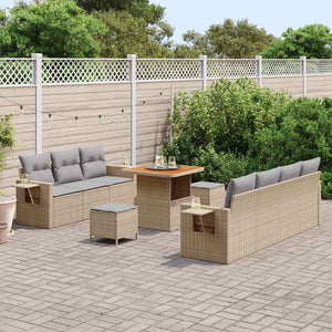 Garten Sofa Set Beige Poly Rattan 10-teilig