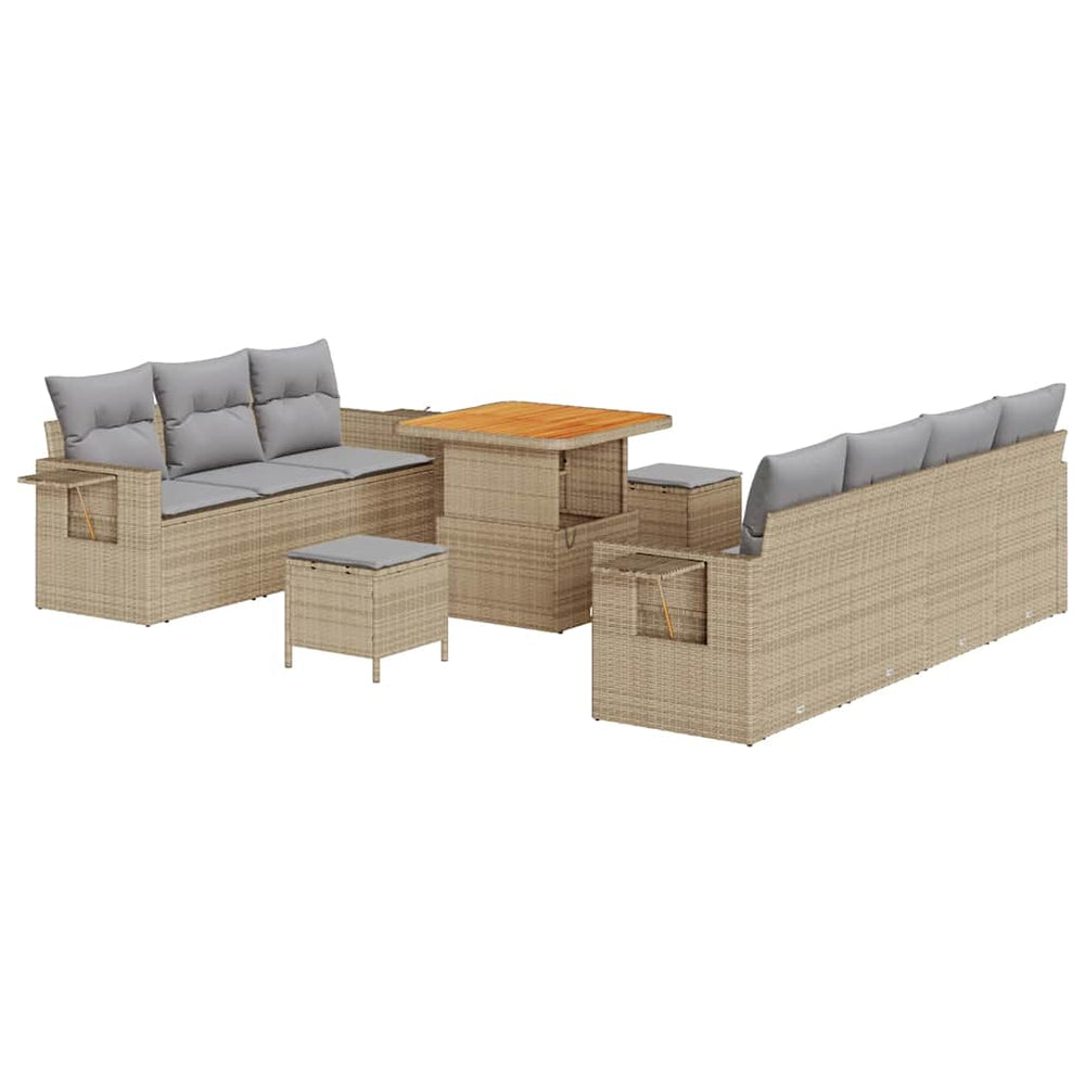 vidaXL Salon de jardin 10 pcs Beige résine tressée