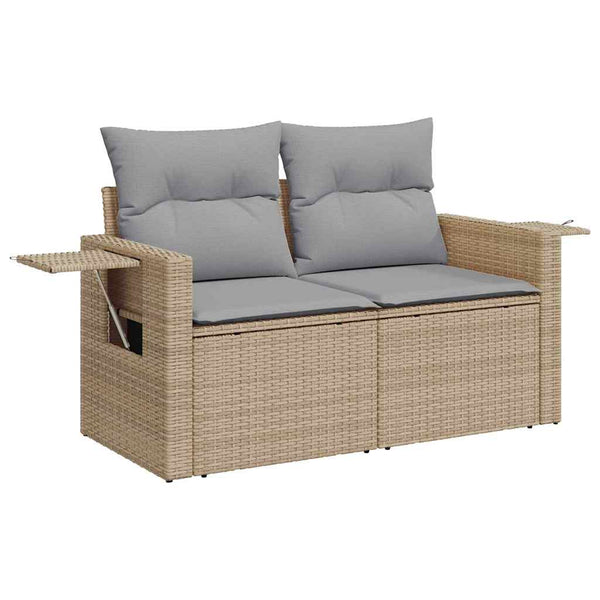 Garten Sofa Set Beige Poly Rattan 10-teilig
