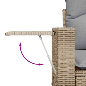 Garten Sofa Set Beige Poly Rattan 10-teilig