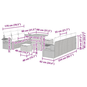 Garten Sofa Set Beige Poly Rattan 10-teilig