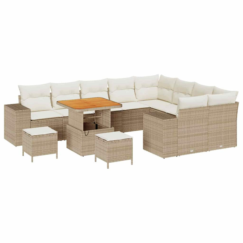 vidaXL Ensemble de canapés de jardin avec coussins 12 pcs Beige Poly-rotin