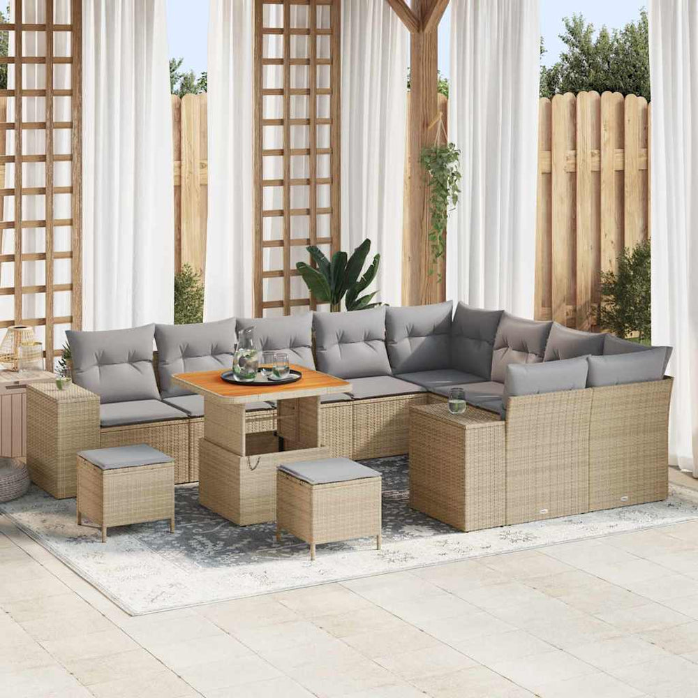 vidaXL Ensemble canapé de jardin 12 pcs Beige Polyrotin