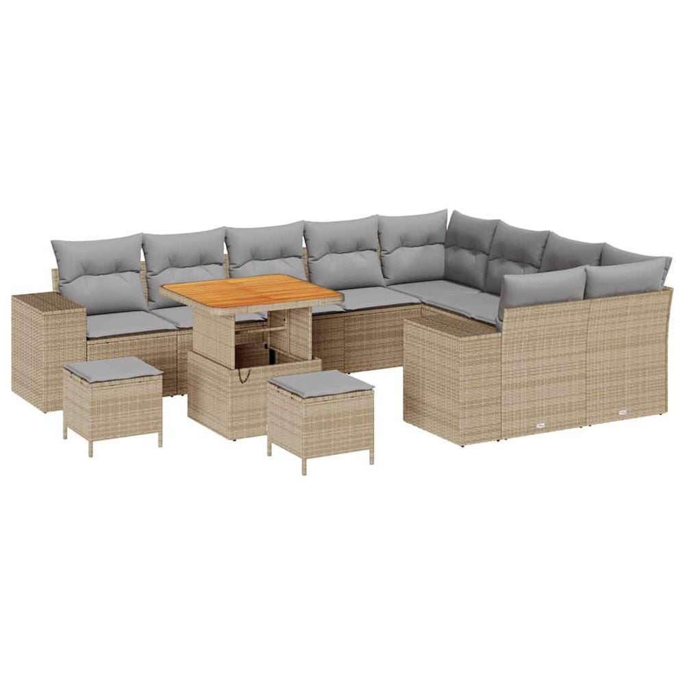 vidaXL Ensemble canapé de jardin 12 pcs Beige Polyrotin
