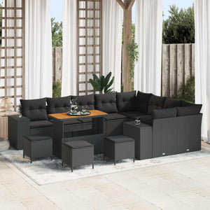 vidaXL Ensemble de canapés de jardin avec coussins 13 pcs Noir Rotin synthétique