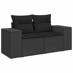 vidaXL Ensemble de canapés de jardin avec coussins 13 pcs Noir Rotin synthétique