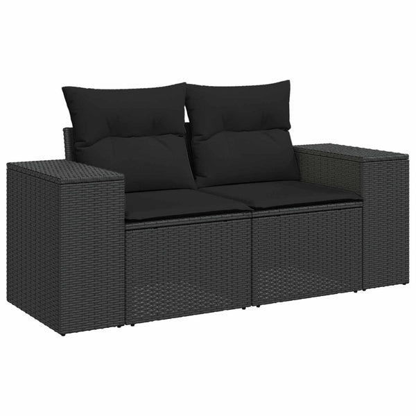 vidaXL Ensemble de canapés de jardin avec coussins 13 pcs Noir Rotin synthétique
