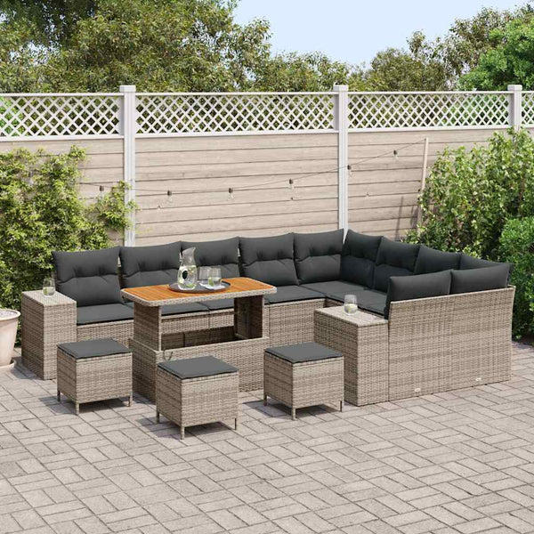 vidaXL Salon de jardin avec coussins 13 pcs Gris résine tressée