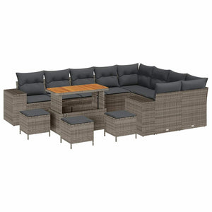 vidaXL Salon de jardin avec coussins 13 pcs Gris résine tressée