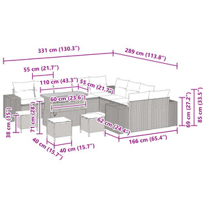 vidaXL Salon de jardin avec coussins 14 pcs Résine tressée Noir