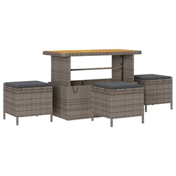 Graues Poly-Rattan Gartensofa-Set mit Kissen, 14-teilig