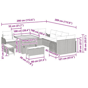 Garten Sofa Set Schwarz Poly Rattan 13-teilig