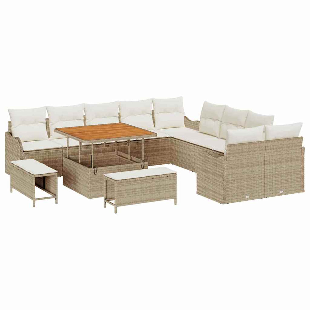 Garten Sofa Set 13-teilig Beige Poly-Rattan