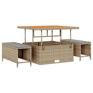 Garten Sofa Set Beige Poly Rattan 13-teilig