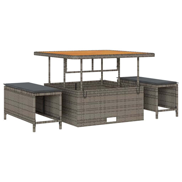 Graues Poly-Rattan Garten-Sofa-Set, 13-teilig