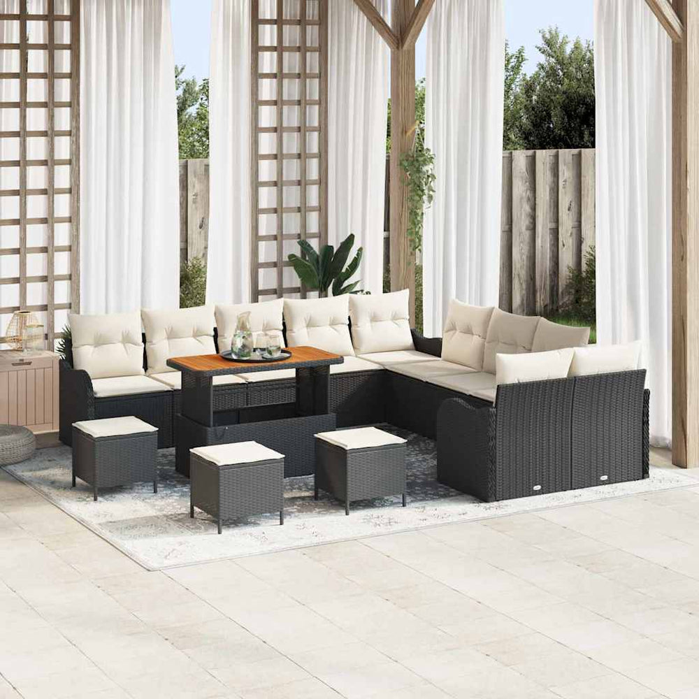 Schwarzes Poly-Rattan Garten-Sofa-Set 14-teilig