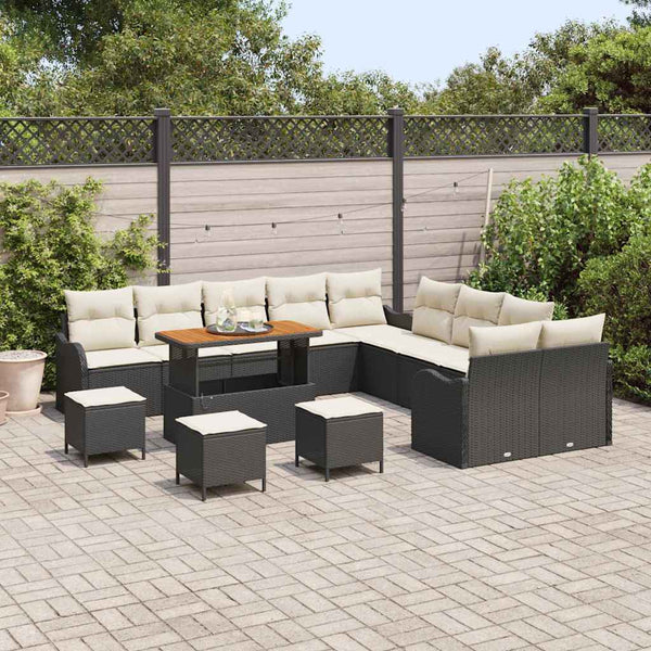 Schwarzes Poly-Rattan Garten-Sofa-Set 14-teilig