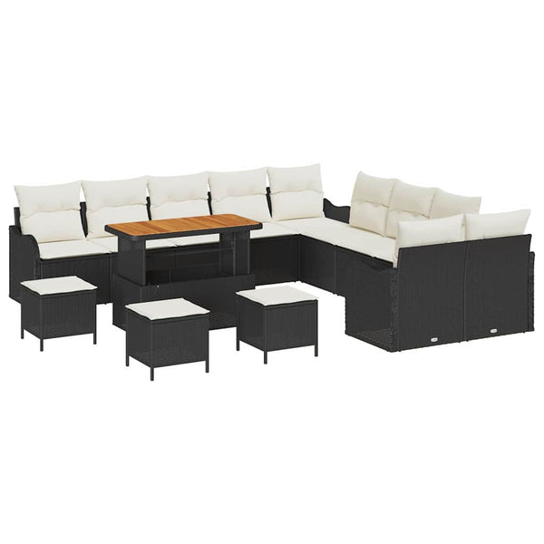 Schwarzes Poly-Rattan Garten-Sofa-Set 14-teilig
