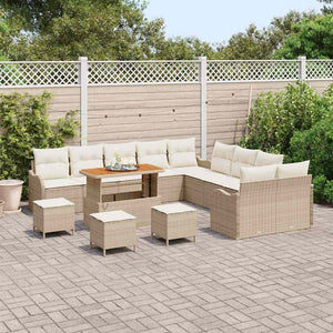 Garten Sofa Set Beige Poly Rattan 14-teilig