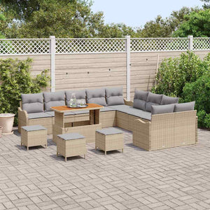 14-teiliges Garten-Sofa-Set Beige Poly-Rattan