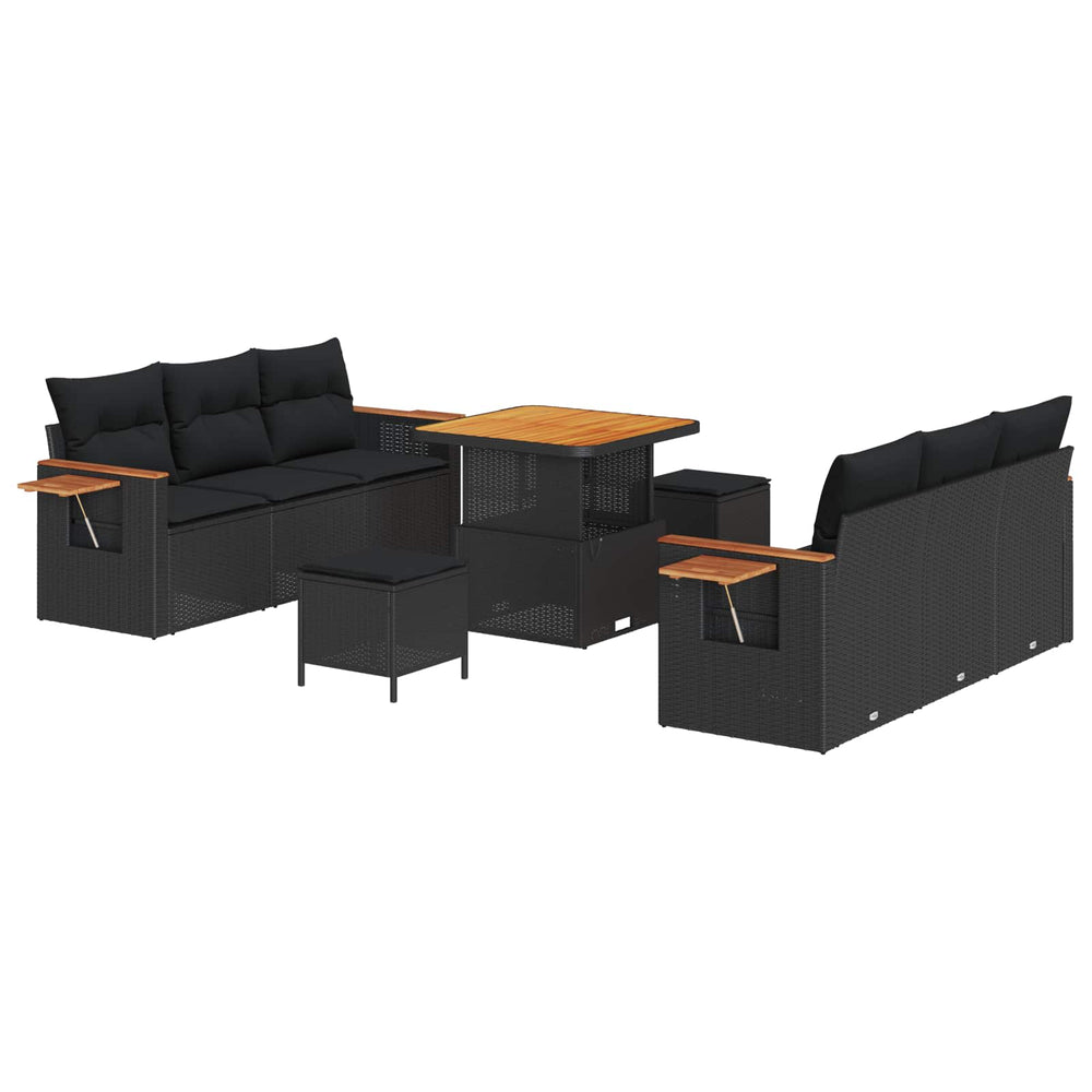 vidaXL Ensemble de canapés de jardin avec coussins 9 pcs Noir