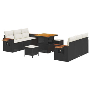 Gartensofa Set Schwarz & Creme mit Kissen