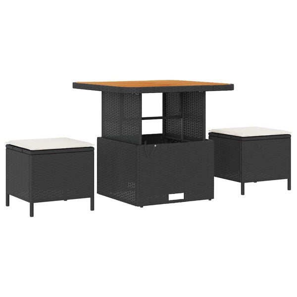 Gartensofa Set Schwarz & Creme mit Kissen