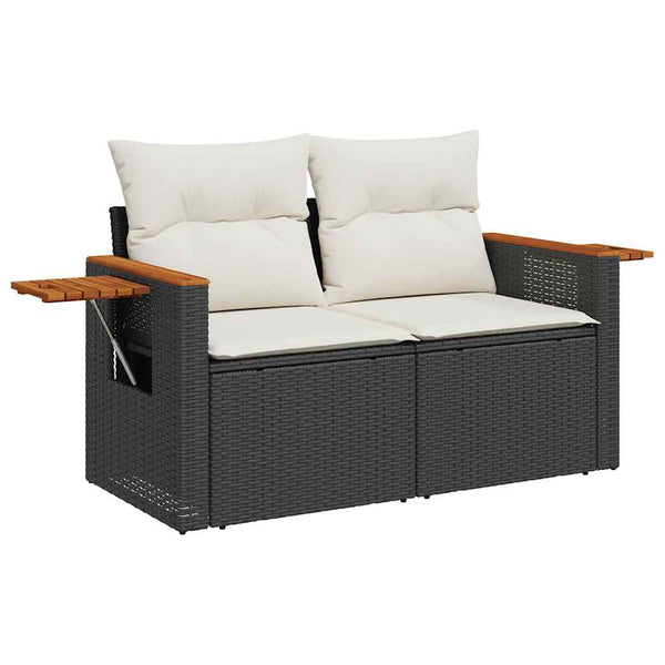 Gartensofa Set Schwarz & Creme mit Kissen