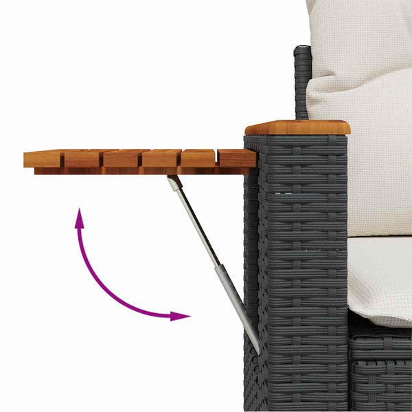 Gartensofa Set Schwarz & Creme mit Kissen