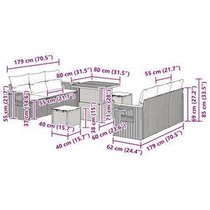 Gartensofa Set Schwarz & Creme mit Kissen