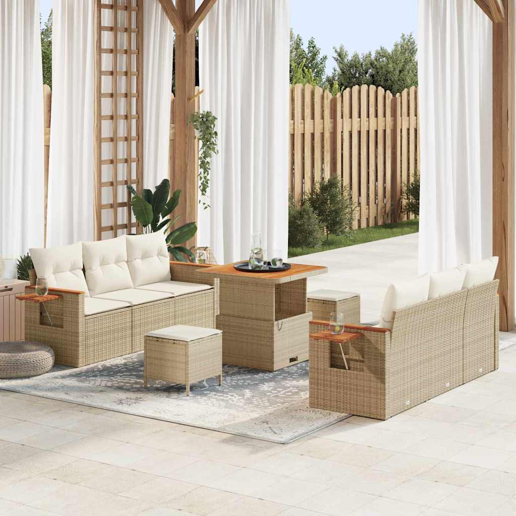 vidaXL Ensemble de canapés de jardin avec coussins 9 pcs Beige et crème