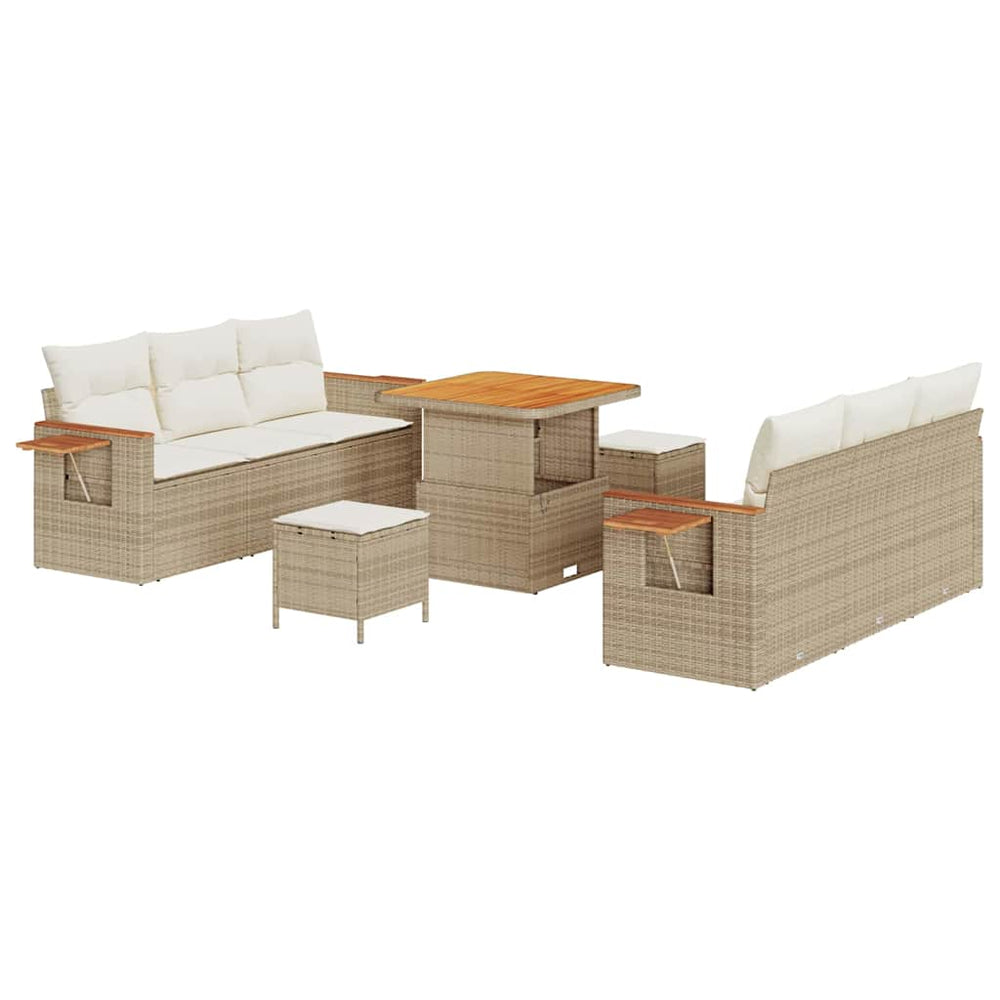 vidaXL Ensemble de canapés de jardin avec coussins 9 pcs Beige et crème