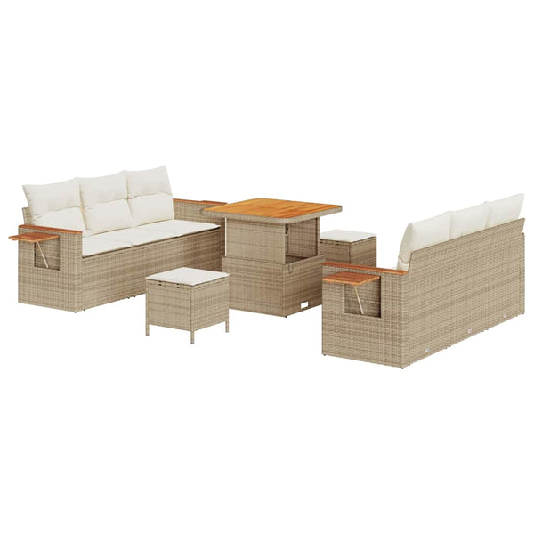 vidaXL Ensemble de canapés de jardin avec coussins 9 pcs Beige et crème