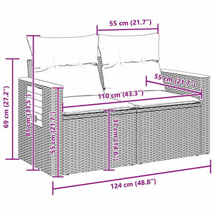 vidaXL Ensemble de canapés de jardin avec coussins 9 pcs Beige et crème