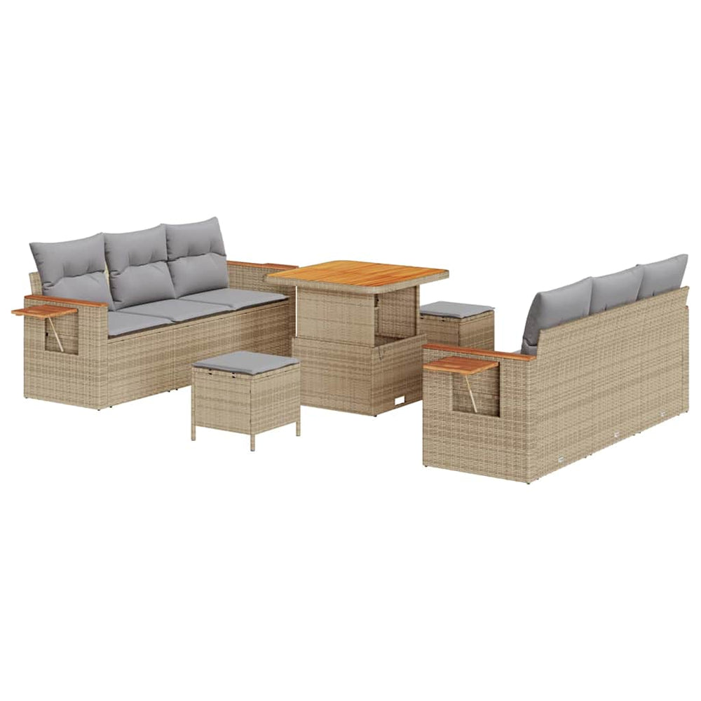 vidaXL Ensemble de canapés de jardin avec coussins 9 pcs Beige et Gris clair