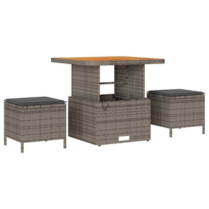 Graues Gartensofa Set mit Kissen, 9-teilig