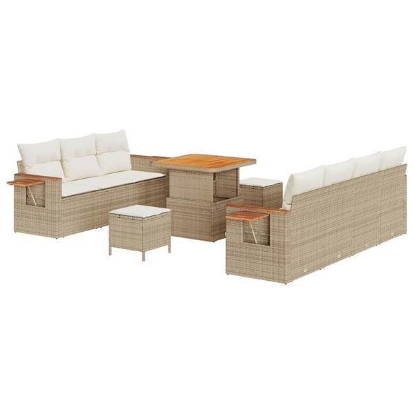 vidaXL Salon de jardin avec coussins 10 pcs Beige et crème