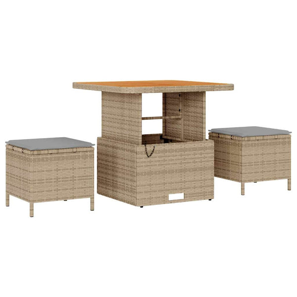 Gartensofa Set Beige/Hellgrau mit Kissen, 10-teilig