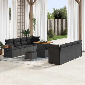 vidaXL Ensemble de canapés de jardin avec coussins 11 pcs Noir