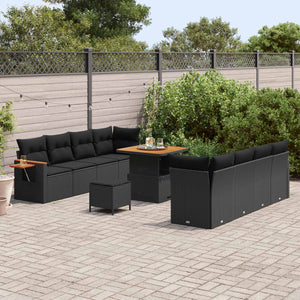 vidaXL Ensemble de canapés de jardin avec coussins 11 pcs Noir