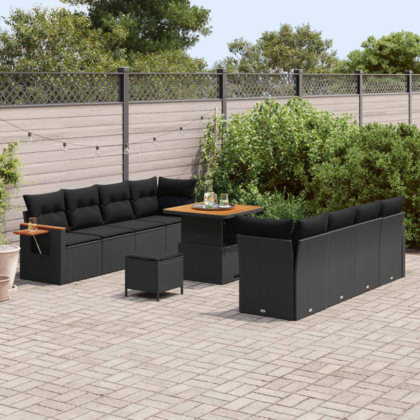 vidaXL Ensemble de canapés de jardin avec coussins 11 pcs Noir