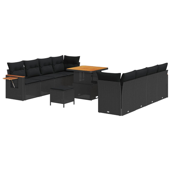 vidaXL Ensemble de canapés de jardin avec coussins 11 pcs Noir