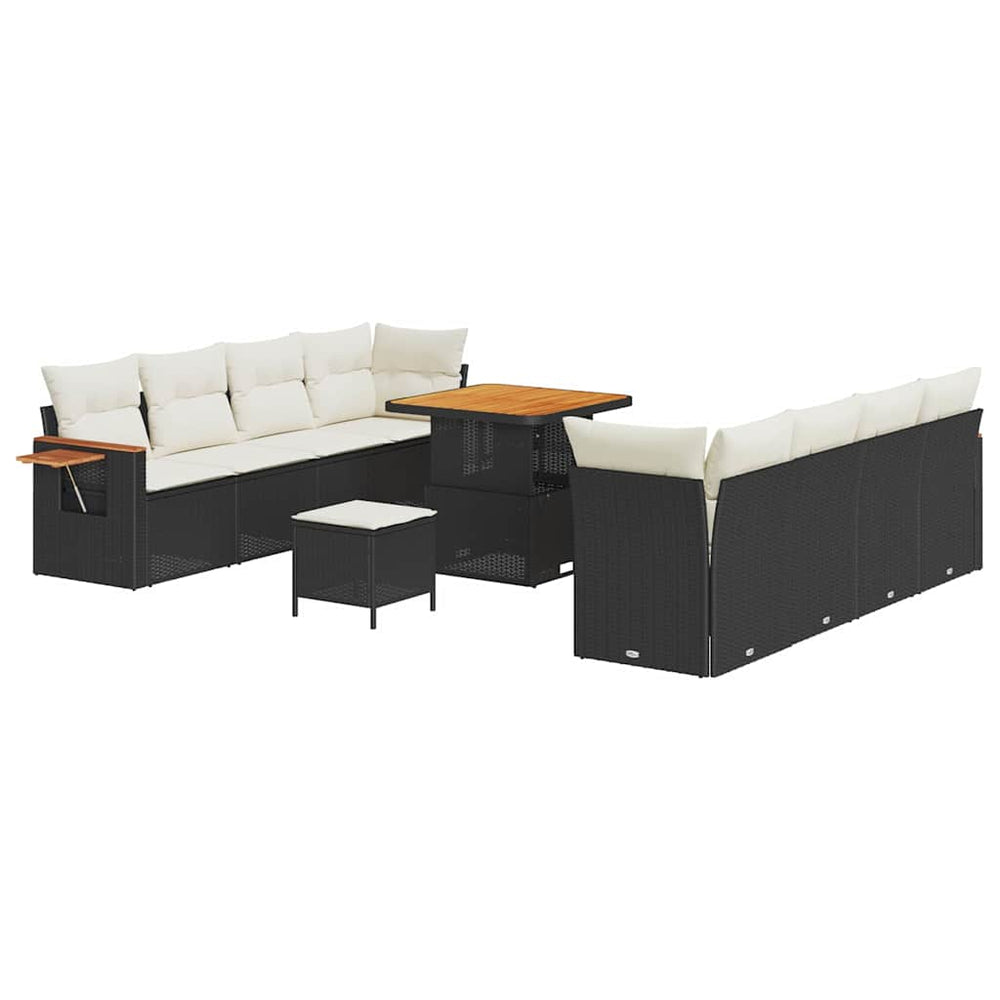 vidaXL Salon de jardin avec coussins 11 pcs Noir et Crème
