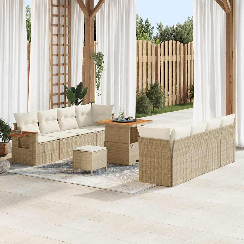 Gartensofa Set Beige & Creme mit Kissen (11-teilig)