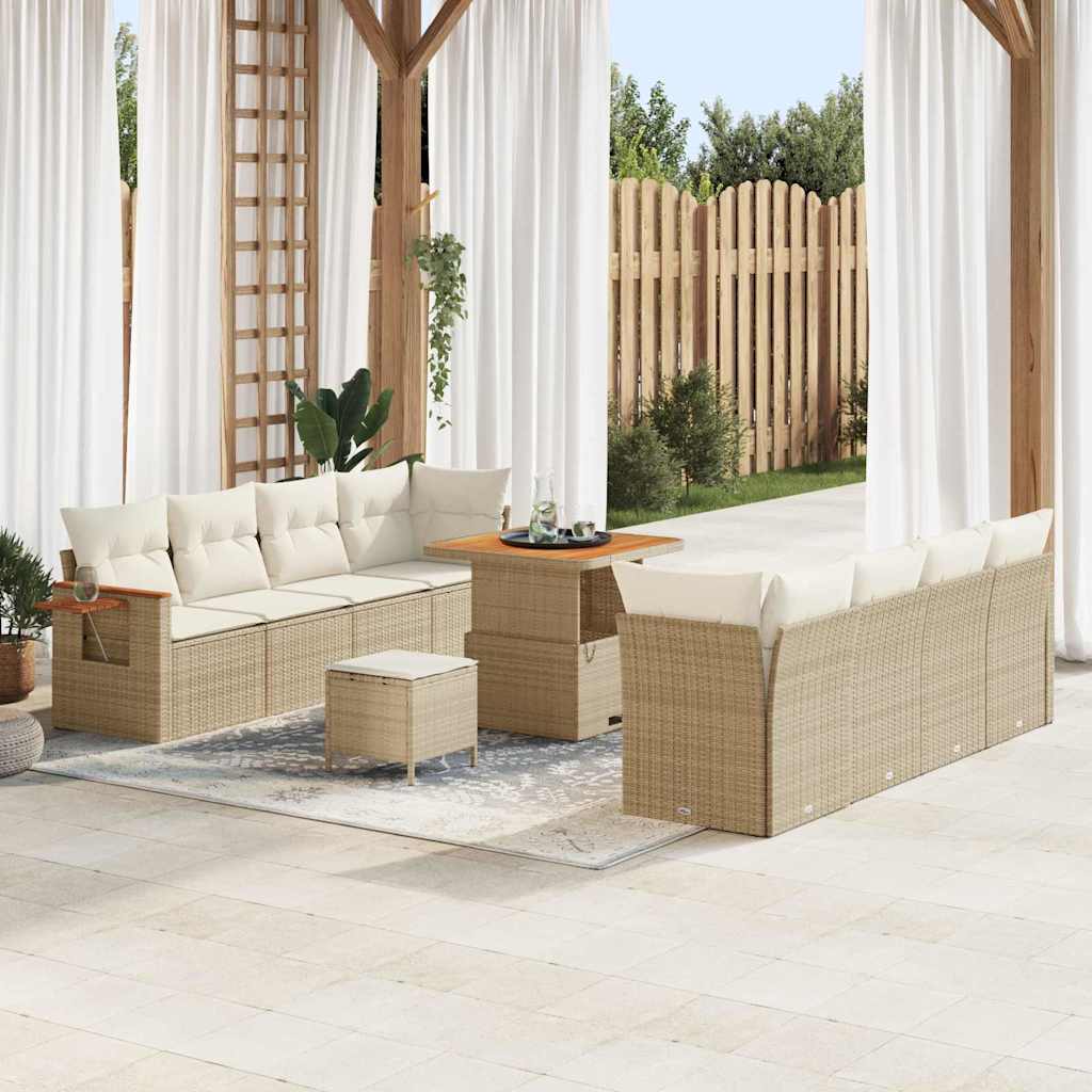 vidaXL Salon de jardin avec coussins 11 pcs Beige et crème